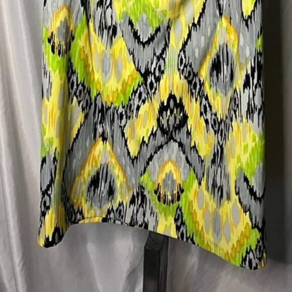 Dressbarn Sleeveless Sheath Dress Black Yellow Ikat Print Size 18W - Picture 8 of 12
